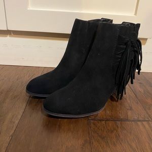Fergalicious by Fergie - Fringed Black booties.  Excellent condition.  Size 7